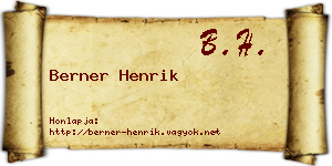 Berner Henrik névjegykártya